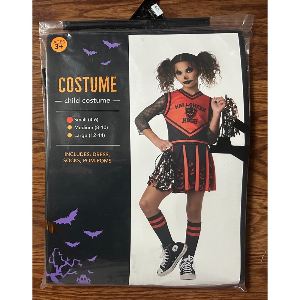 Girls Halloween High CHEERLEADER Halloween Costume Child Size S(4-6)